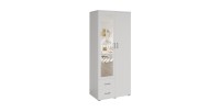 Armoire 2 portes avec miroir TOM – Dimensions H185 x L80 x P52 cm – Coloris blanc – Style design