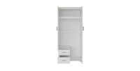 Armoire 2 portes avec miroir TOM – Dimensions H185 x L80 x P52 cm – Coloris blanc – Style design