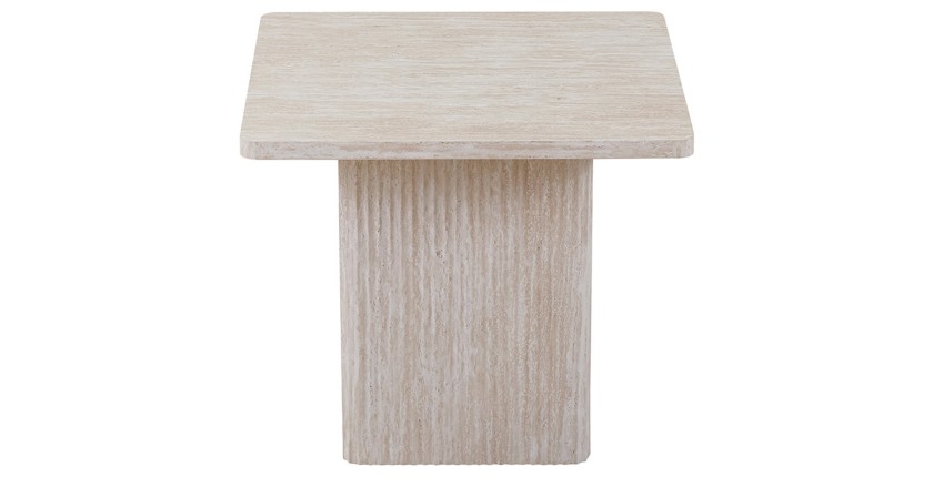 Set de 2 tables basses gigogne EDEN – Décor travertin beige – Dimensions H52-42 x L60-80 x P60-80 cm – Style moderne