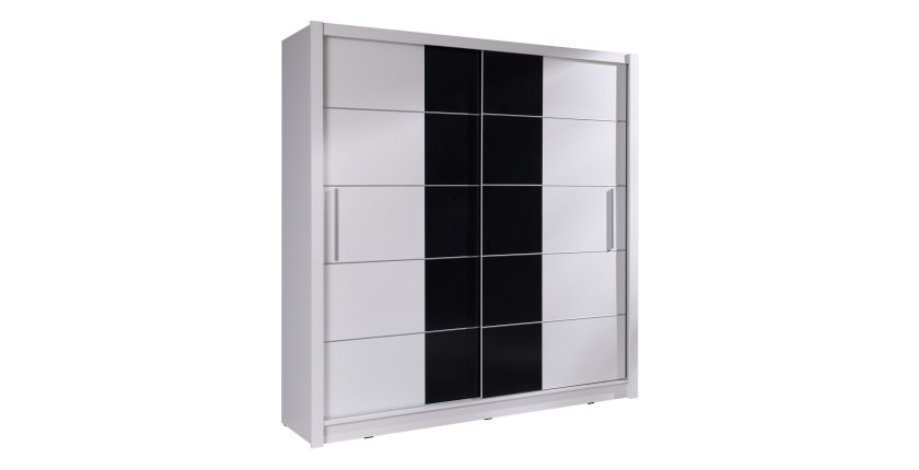 Armoire 2 portes coulissantes - blanc et noir - Collection BRESCIA