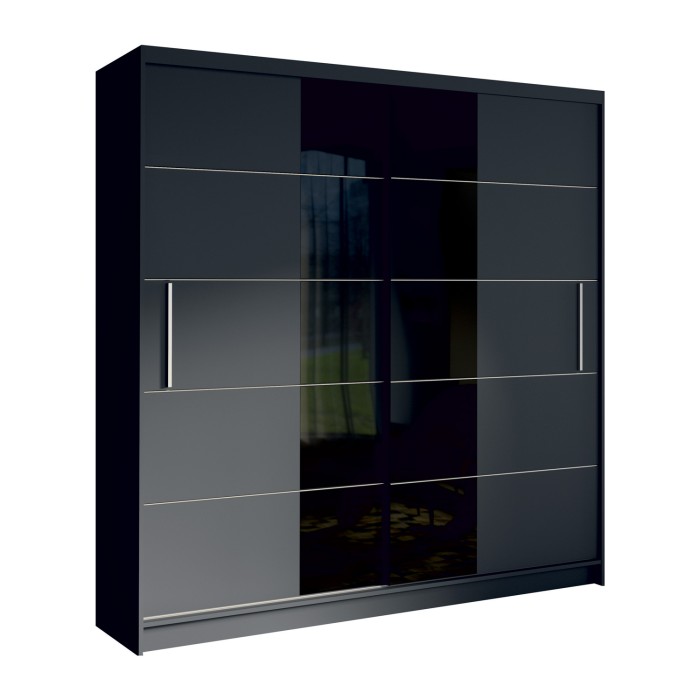 Armoire design 200cm coloris gris graphite et noir collection NARAGO