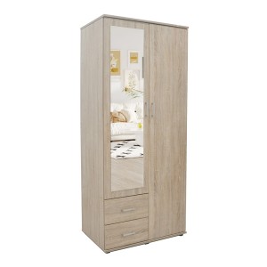 Armoire TOM 2 portes avec miroir coloris chêne sonoma