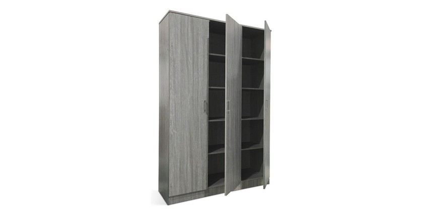 Armoire 3 portes coloris chêne collection REY. Garde Robe idéal pour votre entrée ou votre buanderie