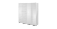 Armoire 2 portes coulissantes 200cm Coloris blanc avec miroir. Collection FLOYD