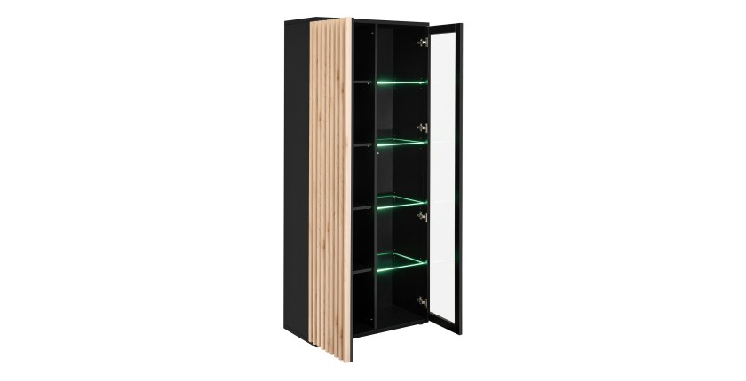 Vitrine haute design collection DEAN – 2 portes avec éclairage LED intégré