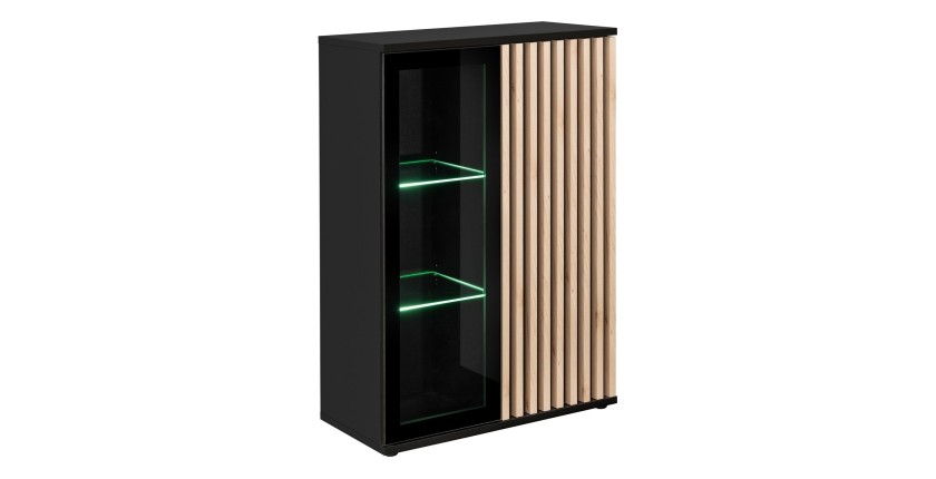 Vitrine basse design collection DEAN – 2 portes avec éclairage LED intégré