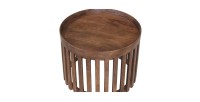 Set de deux tables basses rondes en bois massif collection CANYON