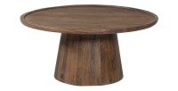 Table basse ronde en bois massif collection JAKARTA - Style ethnique et design - Diamètre 80cm