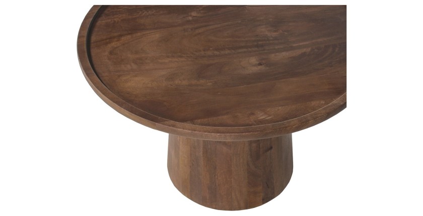 Table basse ronde en bois massif collection JAKARTA - Style ethnique et design - Diamètre 65cm