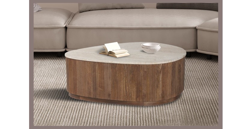 Table basse en bois massif collection DELHI 100cm - Style ethnique et design