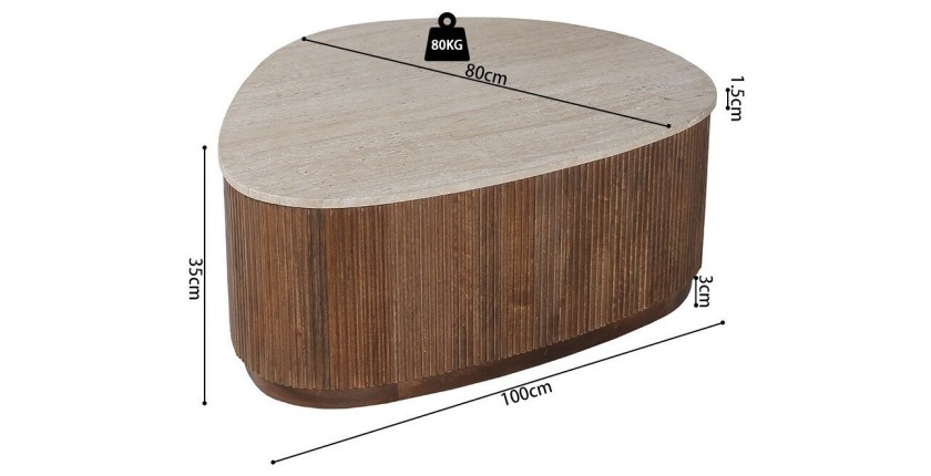 Table basse en bois massif collection DELHI 100cm - Style ethnique et design