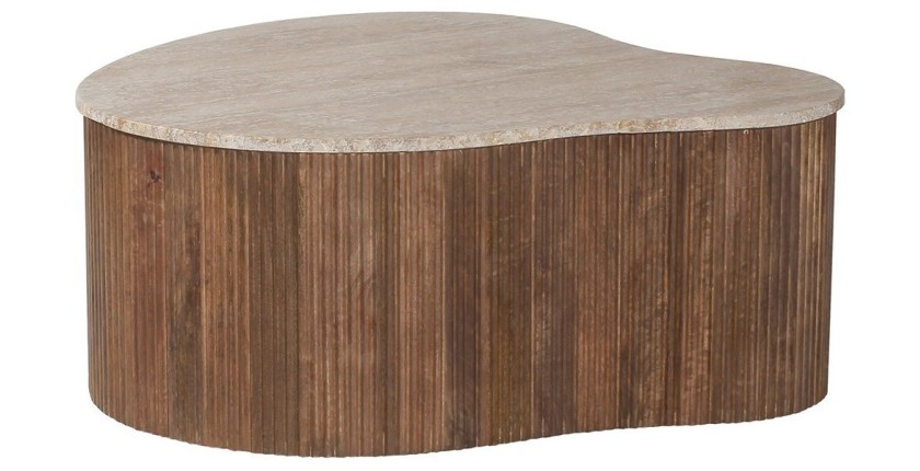 Table basse en bois massif collection DELHI 80cm - Style ethnique et design