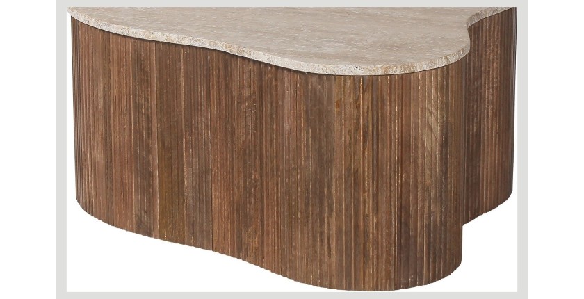 Table basse en bois massif collection DELHI 80cm - Style ethnique et design