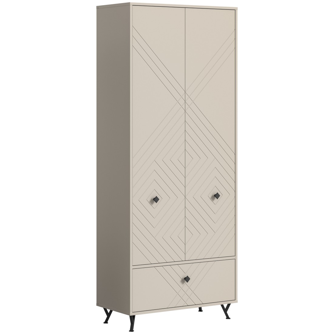 Armoire de rangement LUNA – Beige mat – 3 portes, 6 niches – À poser