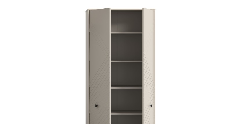 Armoire de rangement LUNA – Beige mat – 3 portes, 6 niches – À poser