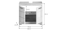 Ensemble de meubles de salle de bain RIDLEY – Meuble sous vasque et rangement miroir – Blanc et chêne clair