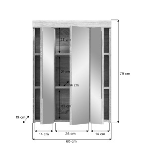 Ensemble de meubles de salle de bain RIDLEY – Meuble sous vasque, colonne et rangement avec miroir – Blanc et chêne clair