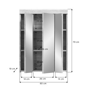 Ensemble de meubles de salle de bain RIDLEY – Meubles sous vasque, meuble avec miroir, colonne et demi-colonnes – Blanc et chêne