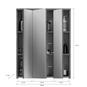 Ensemble de meubles de salle de bain WILLIAM – Gris foncé et blanc – 64x191x34 cm – Avec LED