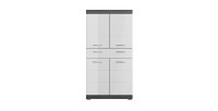 Meuble de rangement SCOTT – 4 portes et 1 tiroir – Gris foncé et blanc – 74x141x31 cm