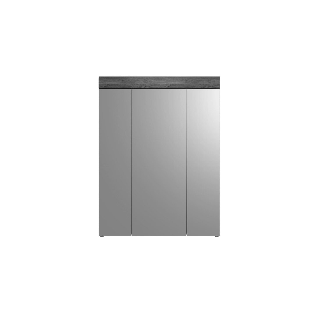 Meuble de rangement haut SCOTT – 3 portes avec miroir – Gris foncé et blanc – 60x79x18 cm