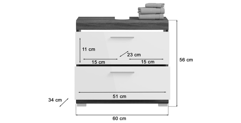 Ensemble salle de bain SCOTT – Meuble sous vasque, colonne et miroir avec rangement