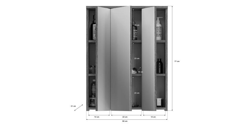 Ensemble de meubles de salle de bain WILLIAM – Gris foncé et blanc – 160x191x34 cm