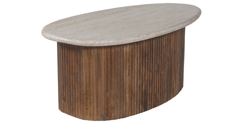 Table basse en bois massif collection DELHI 90cm - Style ethnique et design