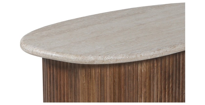 Table basse en bois massif collection DELHI 90cm - Style ethnique et design