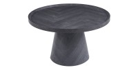 Table basse ronde collection CARLSEN – Décor gris foncé – Bord relevé – D80 x H47 cm