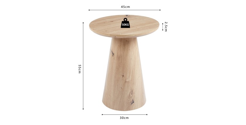 Table d'appoint ronde collection TIGNES – Effet pin – D45 x H55 cm