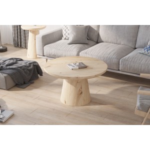 Table basse ronde collection TIGNES – Décor effet pin – D80 x H47 cm