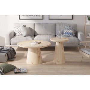 Table basse ronde collection TIGNES – Décor effet pin – D80 x H47 cm