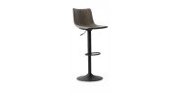 Tabouret de bar SOUL – PU gris – Hauteur réglable 88-109 cm – Pieds en métal – Style vintage