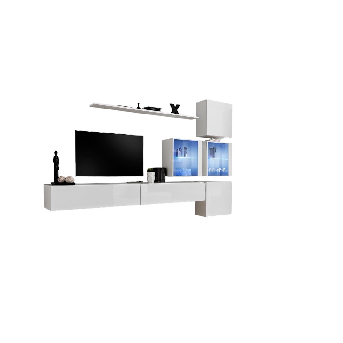 Mobile da salotto murale SWITCH XIX design, colore bianco lucido.