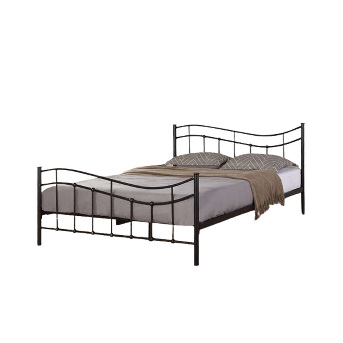 Lit ODETTE 160x200 cm – Métal noir – Sommier inclus – Élégance et robustesse