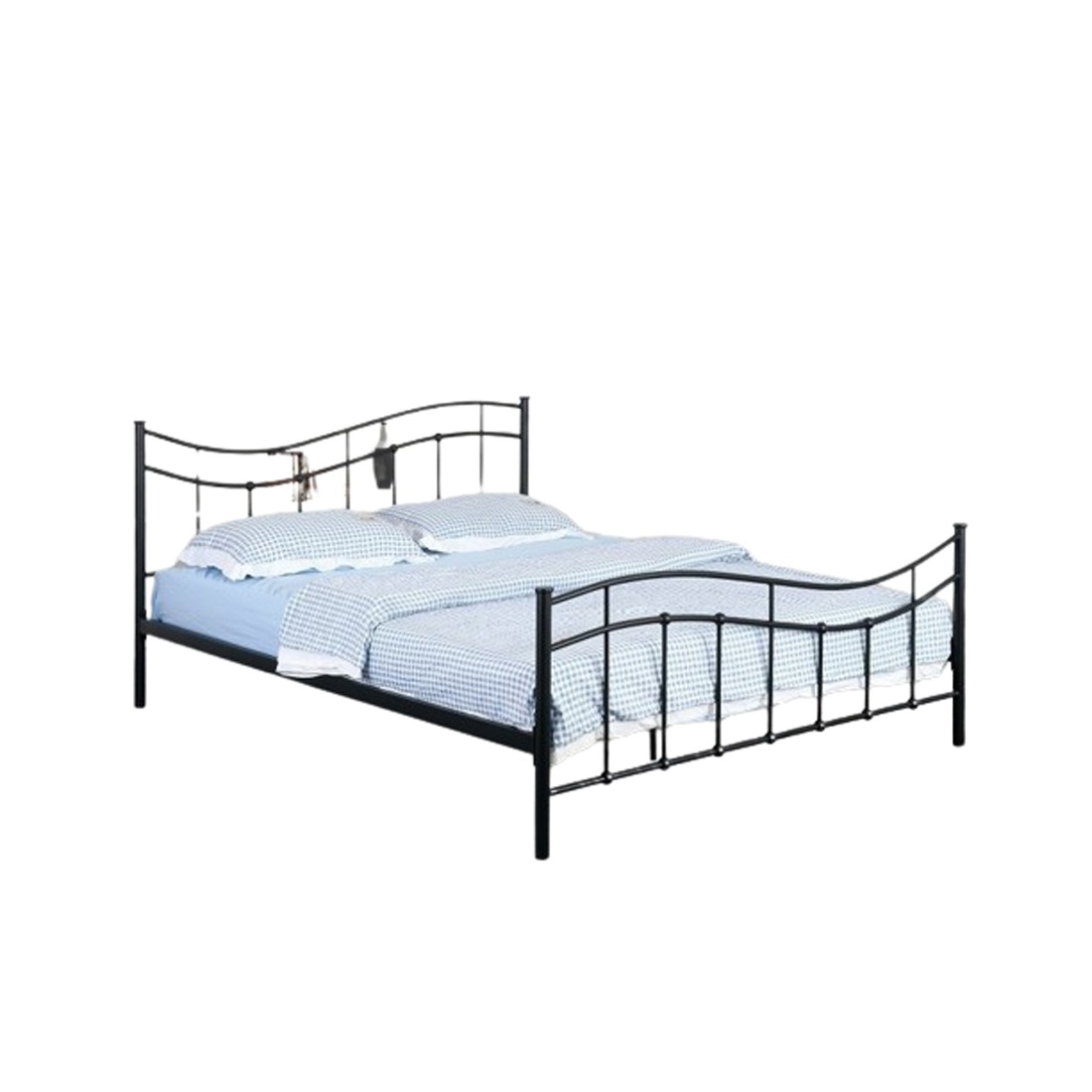 Lit ODETTE 140x200 cm – Métal noir – Sommier inclus – Élégance et robustesse