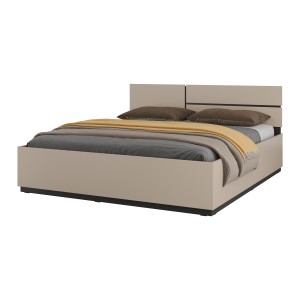 Lit HAVANA 180x200 cm beige et noir avec coffre – Lit double moderne avec espace de rangement