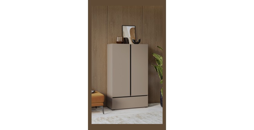 Armoire de rangement HAVANA beige et noir 2 portes 1 tiroir – Élégance discrète et gain de place