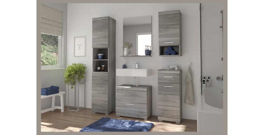Meuble de rangement suspendu AVENSIO – Gris laqué – Design moderne