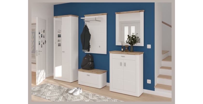 Buffet d'entrée avec 2 portes et 1 tiroir – Blanc Mat – CAMPAGNA