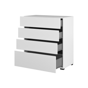 Komplettes Industrie-Schlafzimmer-Set MILOS: Kleiderschrank, Stauraumbett 160x200, Kommode, Nachttische, rohe Eiche/schwarz