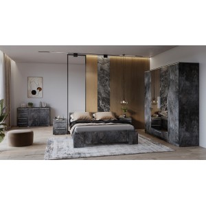 copy of Comò stile industriale con 3 cassetti. Collezione MILOS colore rovere grezzo e nero.