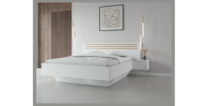 Komplettes Industrie-Schlafzimmer-Set MILOS: Kleiderschrank, Stauraumbett 160x200, Kommode, Nachttische, rohe Eiche/schwarz
