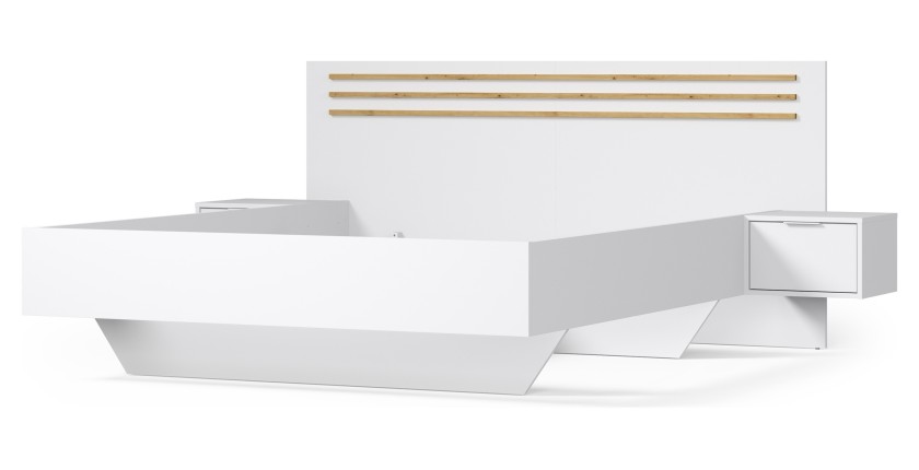Komplettes Industrie-Schlafzimmer-Set MILOS: Kleiderschrank, Stauraumbett 160x200, Kommode, Nachttische, rohe Eiche/schwarz